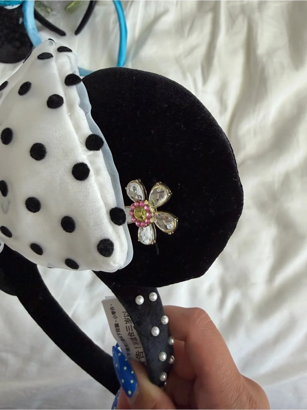 NWT BaubleBar Black and White Polka Dot Bow Headband